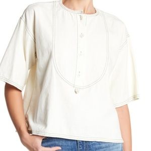 Derek Lam 10 Crosby Denim Henley Woven Shirt